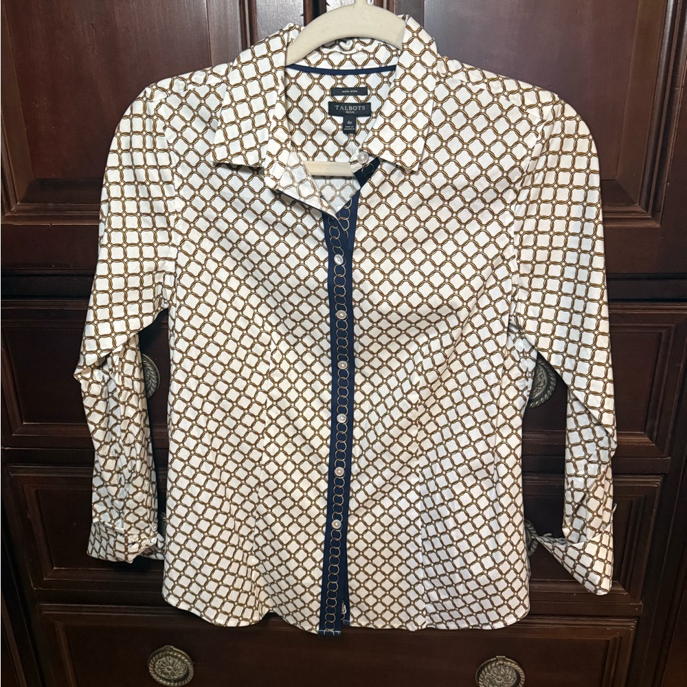 Talbots 4P non iron button down shirt chain link